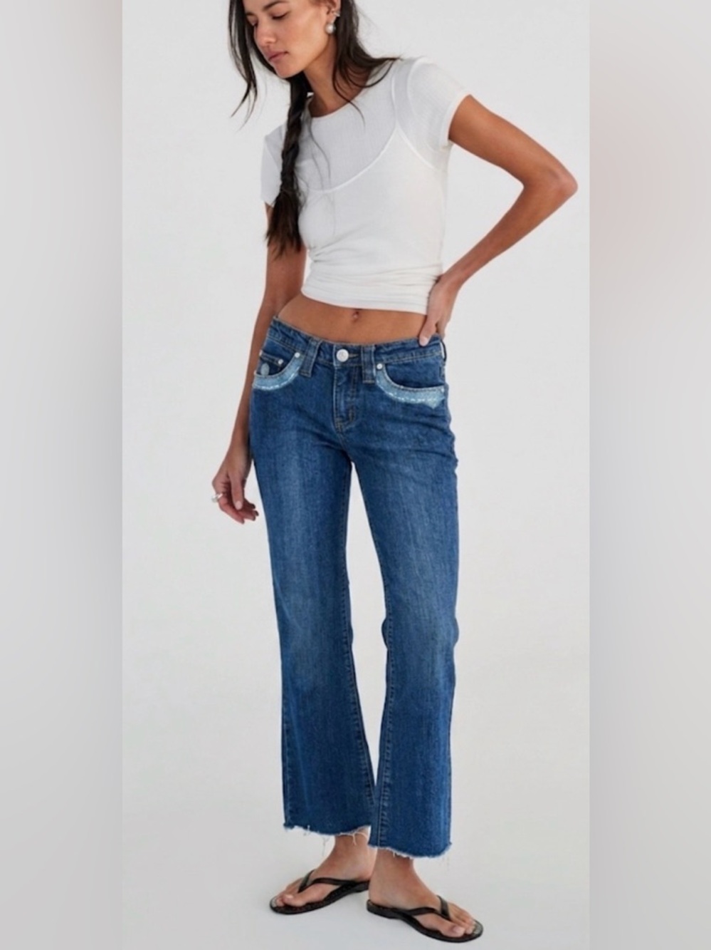 OOAK Artisan Upcycled Flare Jeans Custom Bleach Wash & Raw Hem
